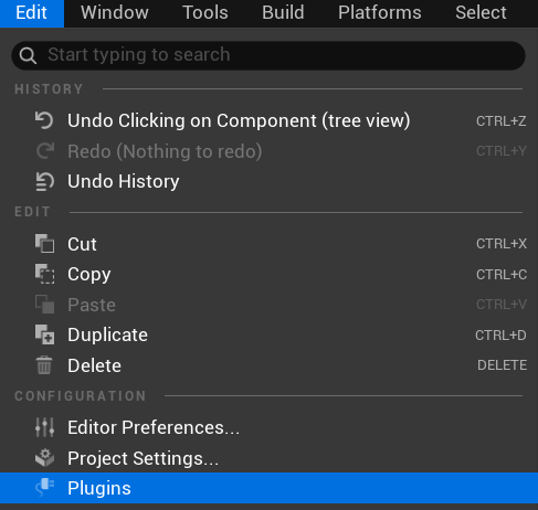 Opening Plugins Menu