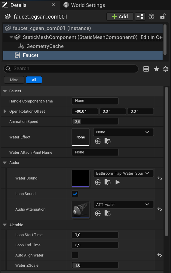 Faucet Details Setup