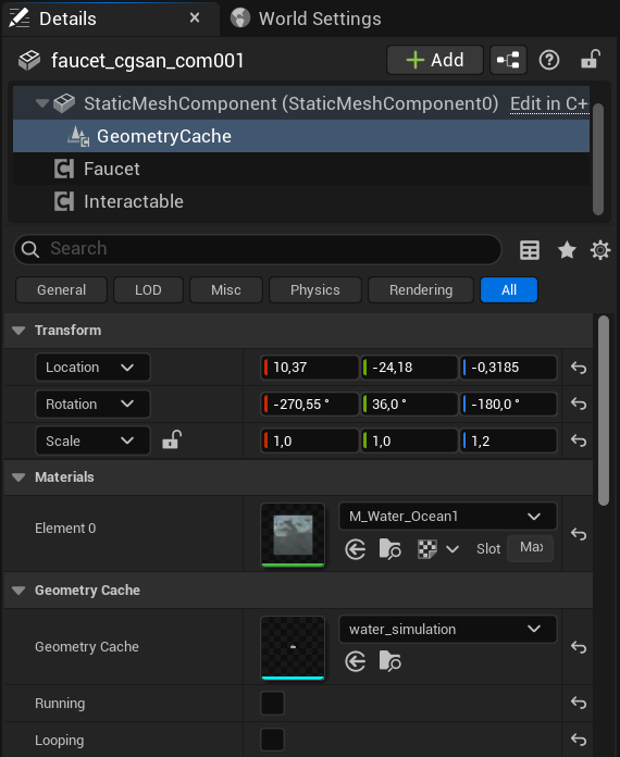 Water Simulation Component