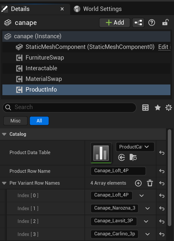 Product Info Setup