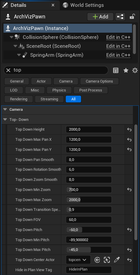 Plan Mode Camera Configuration