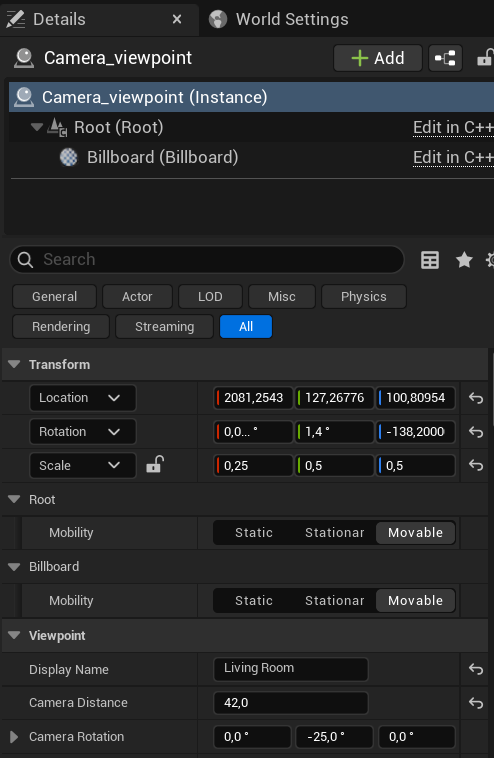 Camera Viewpoint Settings
